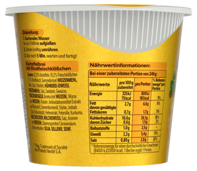 MAGGI 5 Minuten Terrine Kartoffelbrei mit Fleischklößchen