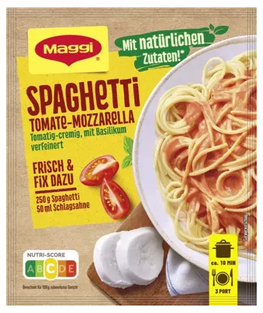 Maggi Fix für Spaghetti Tomate-Mozzarella