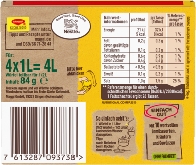 MAGGI Gemüse Brühe 4x1 L