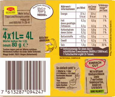 MAGGI Klare Suppe mit Rind 4x1 L