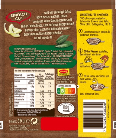 MAGGI Fix für Rahm Geschnetzeltes