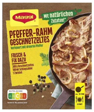 MAGGI Fix für Pfeffer-Rahm Geschnetzeltes