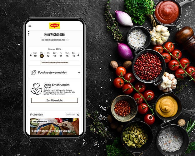 Wochenplaner Screenshot mit mehreren Zutaten.
