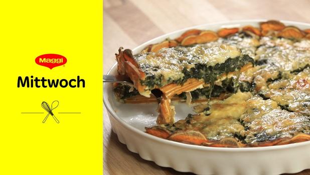 Süßkartoffel Spinat Quiche