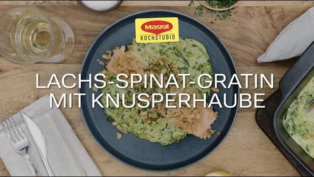 Lachs-Spinat-Gratin mit Knusperhaube