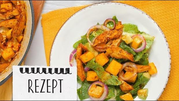 Feierabendsalat mit Hähnchen und Mango