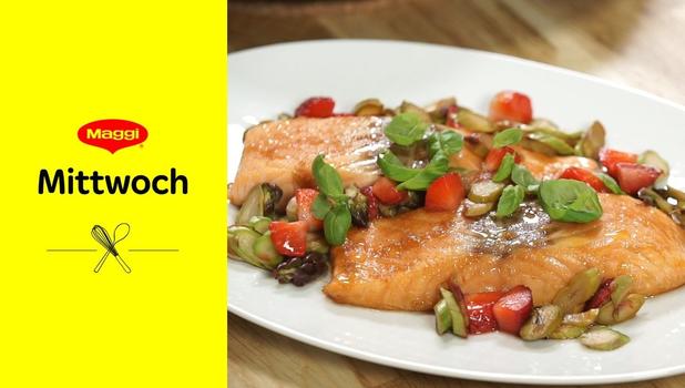 Ofen-Lachs mit Erdbeer-Spargel-Salsa (Rezept) | MAGGI Mittwoch