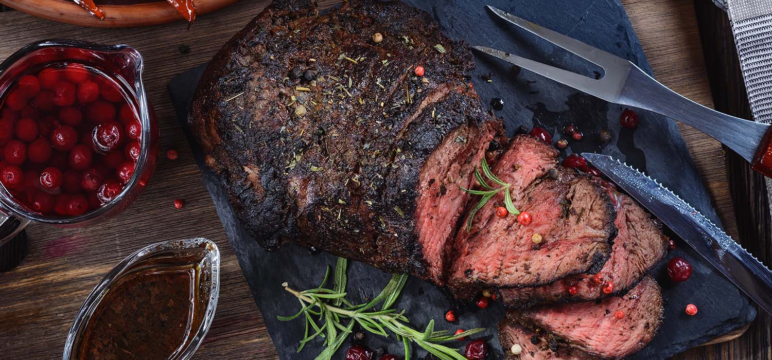 Roastbeef serviert