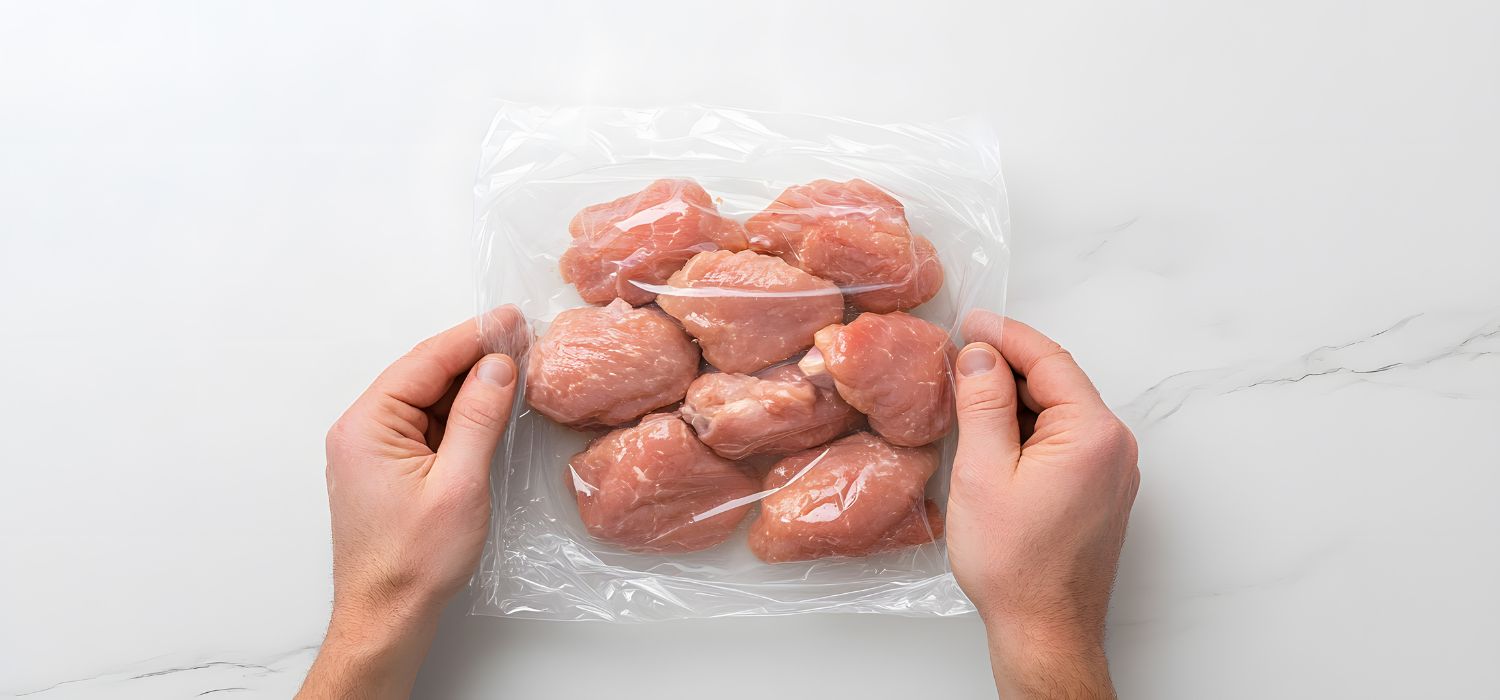 Hähnchen portioniert in Vakuumbeutel